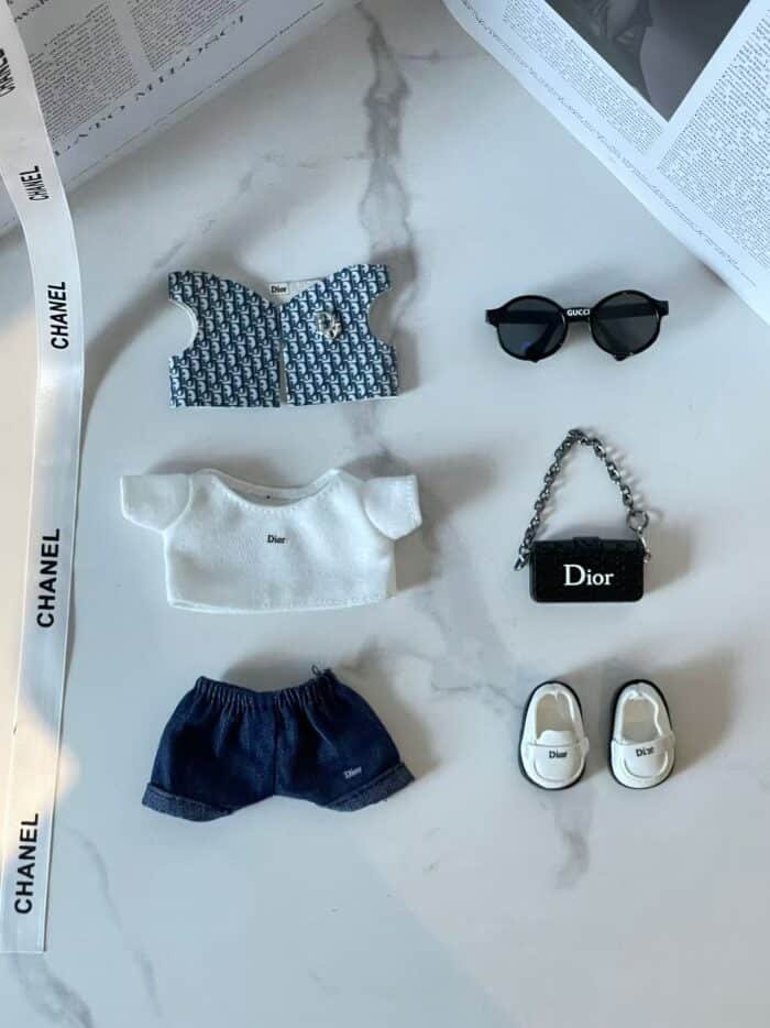 Labubu Dior-Inspired Blue Monogram Vest Suit - Image 2